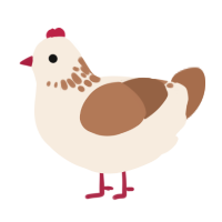 A cream and brown chicken with a neck-speckle pattern