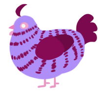 Little Bug, a lilac and wine chicken with a bar pattern