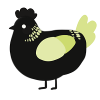 A black and lemon chicken with a neck-band pattern