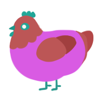 A orchid and red chicken with a head pattern