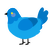 A sky and sapphire chicken with a head pattern