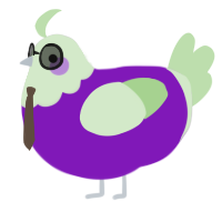 A violet and gluppy chicken with a head pattern