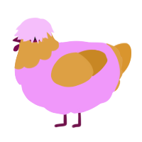A lavender and orange chicken with a head pattern