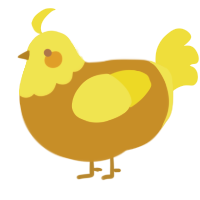 A ochre and yellow chicken with a head pattern