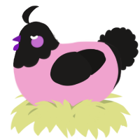 A pink and sable chicken with a head pattern