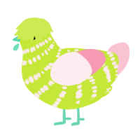 (unnamed), a lime and rose chicken with a bar pattern