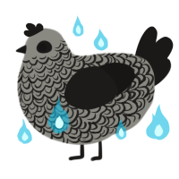 A ash and sable chicken with a double-lace pattern