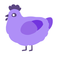 A lilac and blurple chicken