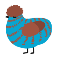 A cerulean and russet chicken with a bar pattern