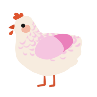 A cream and pink chicken with a half-lace pattern