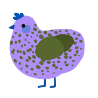 Veronica, a lilac and olive chicken with a speckle pattern