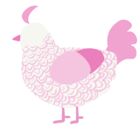 A white and pink chicken with a double-lace pattern