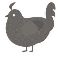 A grey chicken with a speckle pattern