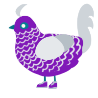 Cursed Grape, a violet and mist chicken with a lace pattern