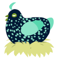 A tumblr and mint chicken with a speckle pattern