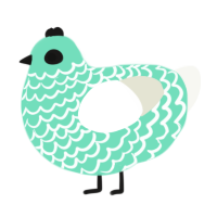 A mint and white chicken with a lace pattern