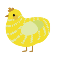 A yellow and lemon chicken with a bar pattern