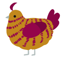 A ochre and maroon chicken with a bar pattern