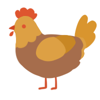 A brown and orange chicken with a head pattern