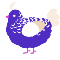 A indigo and cream chicken with a half-lace pattern