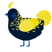 A tumblr and yellow chicken with a half-lace pattern