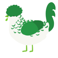 A white and viridian chicken with a half-lace pattern