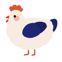 A cream and navy chicken