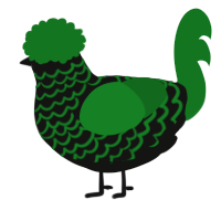 A black and leaf chicken with a lace pattern