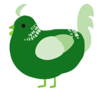 A leaf and gluppy chicken with a neck-band pattern