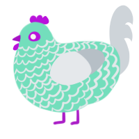 A mint and mist chicken with a lace pattern