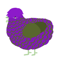 A violet and olive chicken with a lace pattern