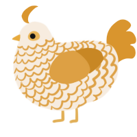 A cream and orange chicken with a lace pattern