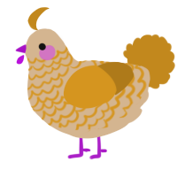 A beige and ochre chicken with a lace pattern