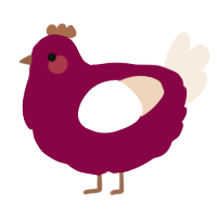 A maroon and cream chicken
