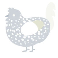 A mist and white chicken with a speckle pattern