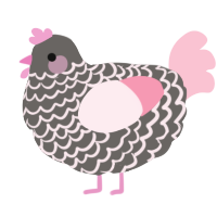 A grey and rose chicken with a lace pattern