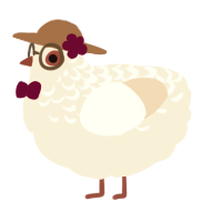 A cream chicken with a half-lace pattern