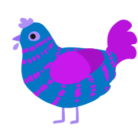 A sapphire and amethyst chicken with a bar pattern