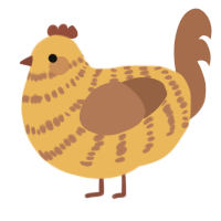 A honey and brown chicken with a bar pattern