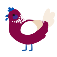 A maroon and cream chicken with a neck-speckle pattern