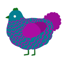 A sea and plum chicken with a lace pattern