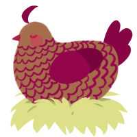 A brown and maroon chicken with a lace pattern
