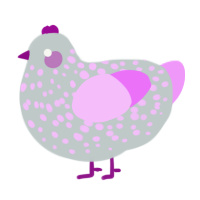 A silver and lavender chicken with a speckle pattern