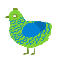 A grass and sapphire chicken with a lace pattern