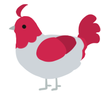 A mist and crimson chicken with a head pattern