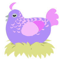 A lilac and lavender chicken with a half-lace pattern
