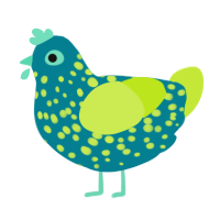 A sea and lime chicken with a speckle pattern