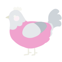 A pink and mist chicken with a head pattern