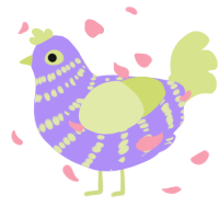 A lilac and lemon chicken with a bar pattern