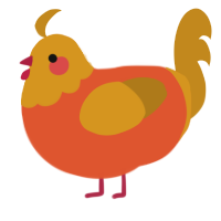 A vermilion and ochre chicken with a head pattern